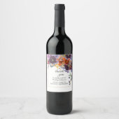 Plum Oranje Floral Personalized Wijn Etiket (Voorkant)