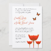 Plum Oranje Poppies Butterflies Wedding Kaart (Voorkant)