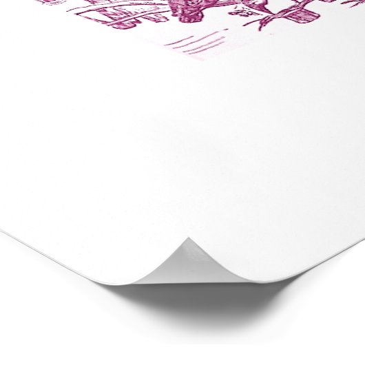 Plum Ostrich Illustratie Struthio camelus Poster (Hoek)