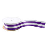 Plum Paars and White Horizontal Stripes Satijnen Lint (Spoel)