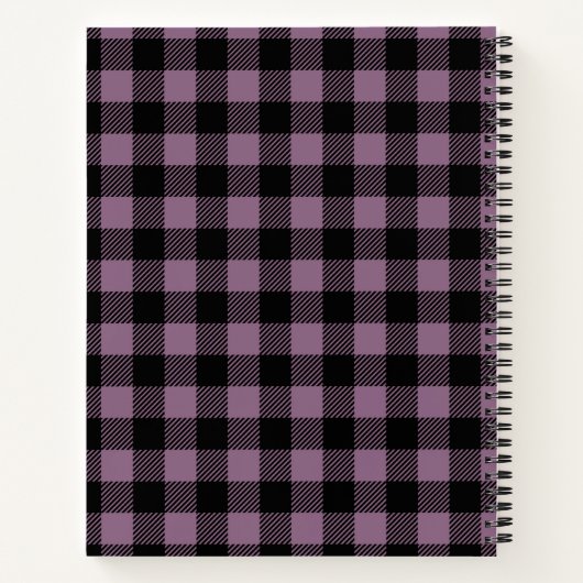 Plum Paars Black Buffalo Check Pset Personated Notitieboek (Achterkant)