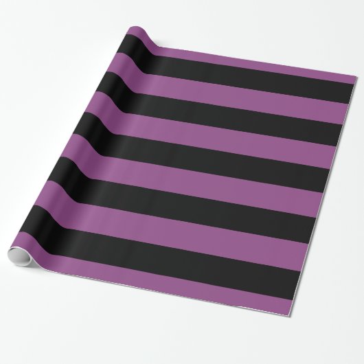Plum Paars Black XL Stripes Pattern V Cadeaupapier (Uitgerold)