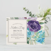 Plum Paars Blue Waterverf Floral Moederdag Kaart (Staand voorkant)