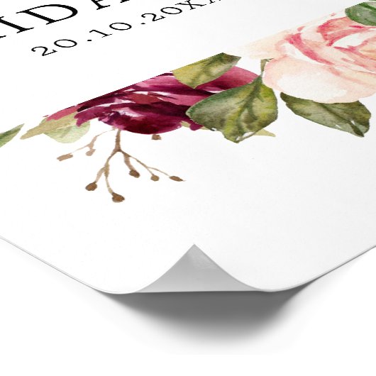 Plum Paars Blush Botanical Vrijgezellenfeest Welco Poster (Hoek)