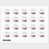 Plum Paars Blush Floral Chic Wedding Dank je Ronde Sticker (Vel)