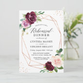 Plum Paars Blush Floral Moderne repesal Dinner Kaart (Staand voorkant)