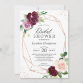 Plum Paars Blush Floral Roos Gold Vrijgezellenfees Kaart (Voorkant)