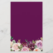 Plum Paars Blush Floral Wedding Dinner Menu (Achterkant)