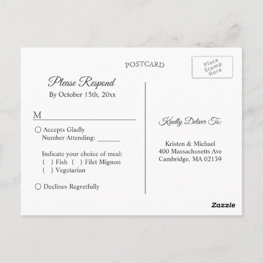 Plum Paars Blush Floral Wedding RSVP Response Briefkaart (Achterkant)
