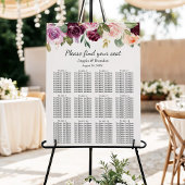 Plum Paars Blush Floral Wedding Seating Chart Poster
