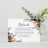 Plum Paars Blush Pink Botanical Floral Details En Informatiekaartje (Staand voorkant)