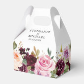 Plum Paars Blush Pink Botanical Floral Wedding Bedankdoosjes (Achterkant)