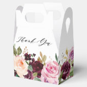 Plum Paars Blush Pink Botanical Floral Wedding Bedankdoosjes (Geopend)