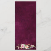 Plum Paars Blush Pink Botanical Floral Wedding Menu (Achterkant)