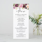 Plum Paars Blush Pink Botanical Floral Wedding Menu (Staand voorkant)