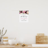 Plum Paars Blush Pink Botanical Floral Wedding Poster (Keuken)