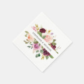 Plum Paars Blush Pink Botanical Floral Wedding Servet (Hoek)