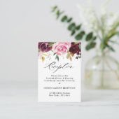 Plum Paars Blush Pink Botanical Florence Reception Informatiekaartje (Staand voorkant)