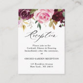 Plum Paars Blush Pink Botanical Florence Reception Informatiekaartje (Voorkant)