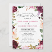 Plum Paars Blush Pink Botanical Rehearings Dinner Kaart (Voorkant)
