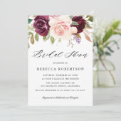 Plum Paars Blush Pink Botanical Vrijgezellenfeest Kaart (Staand voorkant)