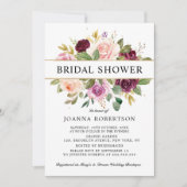 Plum Paars Blush Pink Botanical Vrijgezellenfeest Kaart (Voorkant)