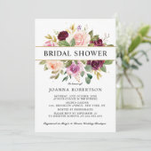 Plum Paars Blush Pink Botanical Vrijgezellenfeest Kaart (Staand voorkant)