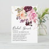 Plum Paars Blush Pink Botanical Vrijgezellenfeest Kaart (Staand voorkant)