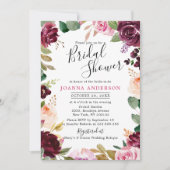 Plum Paars Blush Pink Botanical Vrijgezellenfeest Kaart (Voorkant)