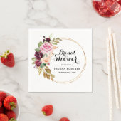 Plum Paars Blush Pink Botanical Vrijgezellenfeest Servet (Insitu)