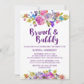 Plum Paars Brunch en Bubble Vrijgezellenfeest Invi Kaart (Voorkant)