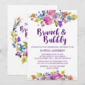 Plum Paars Brunch en Bubble Vrijgezellenfeest Invi Kaart (Voorkant / Achterkant)