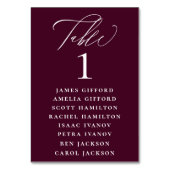 Plum Paars Calligraphy Seating Chart Kaart (Voorkant)