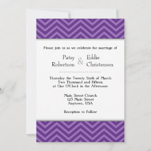 Plum Paars Chevron Wedding Invitations Kaart