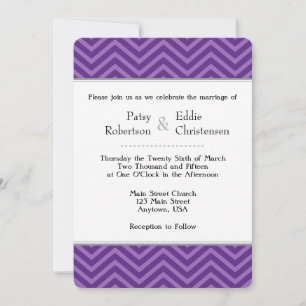 Plum Paars Chevron Wedding Invitations Kaart