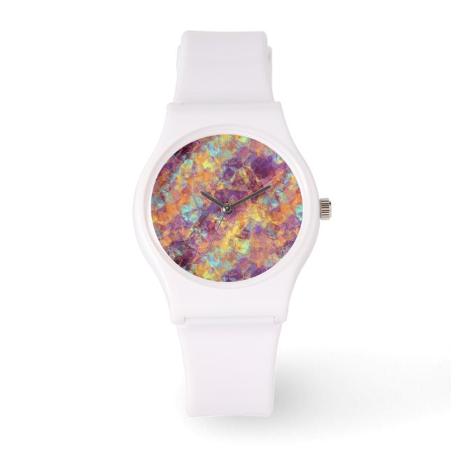 Plum Paars Crumpled Texture Horloge (Voorkant)