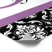 Plum Paars Damask Monogram Wedding Reception Poster (Hoek)