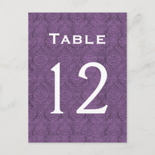 Plum Paars Damask Wedding Table Number 12 C211 Briefkaart
