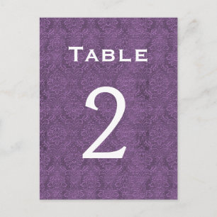Plum Paars Damask Wedding Table Number 2 C201 Briefkaart
