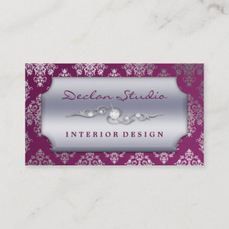 Plum Paars Dashing Damask Mode/Interior Design Visitekaartje