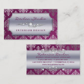 Plum Paars Dashing Damask Mode/Interior Design Visitekaartje (Voorkant / Achterkant)