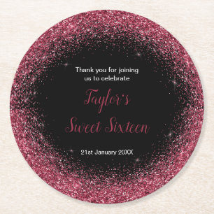 Plum Paars Dress Faux Glitter Sweet 16 Birthday Ronde Kartonnen Onderzetter