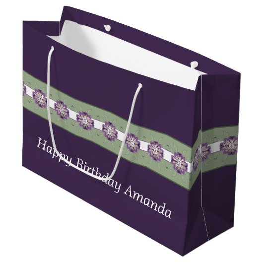 Plum Paars en Sage Green Groot Cadeauzakje (Voorkant Gekanteld)