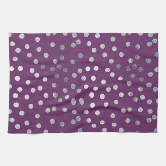 Plum Paars en Silver Glitter City Stippen Theedoek (Horizontaal)