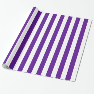 Plum Paars en White Bold Stripes Cadeaupapier