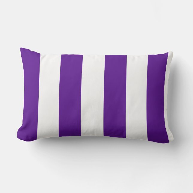 Plum Paars en White Bold Vertical Stripes Kussen (Voorkant)