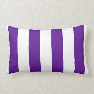 Plum Paars en White Bold Vertical Stripes Kussen
