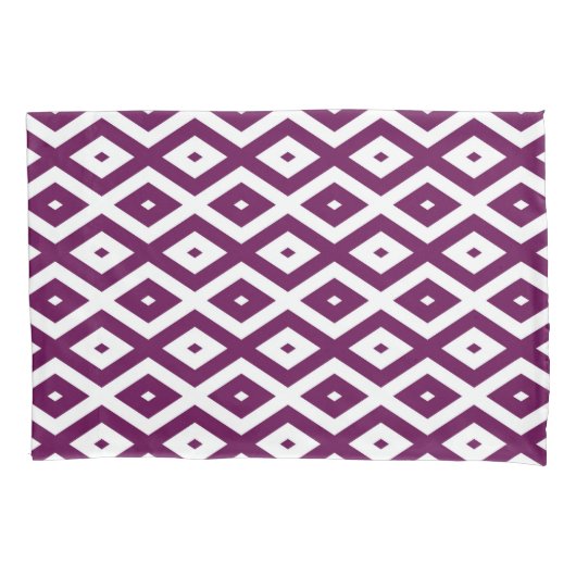 Plum paars en white diamant patroon kussensloop (Voorkant)