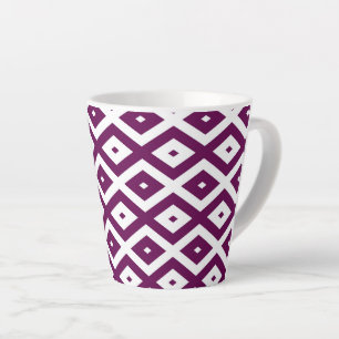 Plum paars en white diamant patroon latte mok