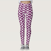 Plum paars en white diamant patroon leggings (Voorkant)